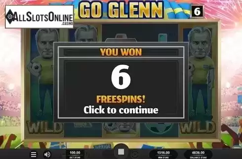 Freespins screen. Go Glenn from Relax Gaming