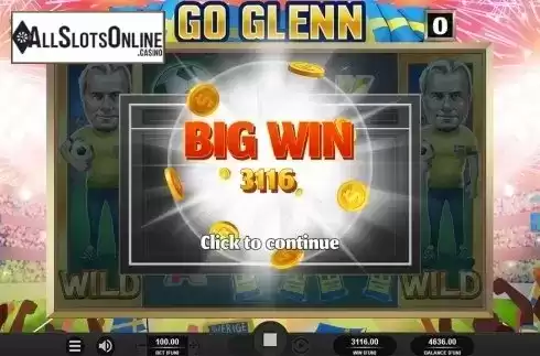 Big win screen. Go Glenn from Relax Gaming