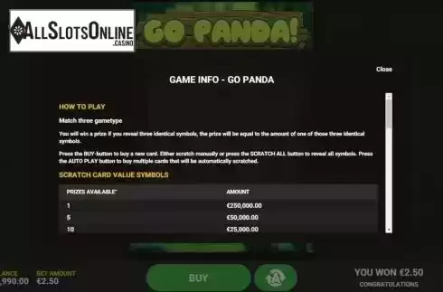 Game Rules 1. Go Panda from Hacksaw Gaming