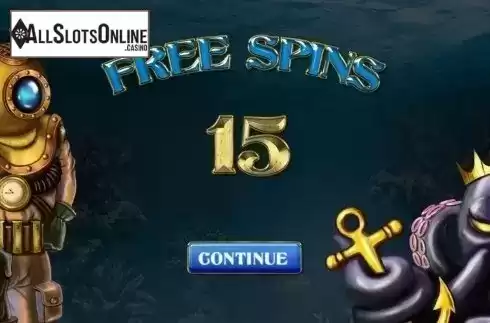 Free Spins screen. Gold Sea from Thunderspin