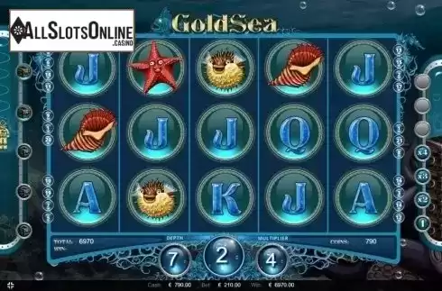 Free Spins screen. Gold Sea from Thunderspin