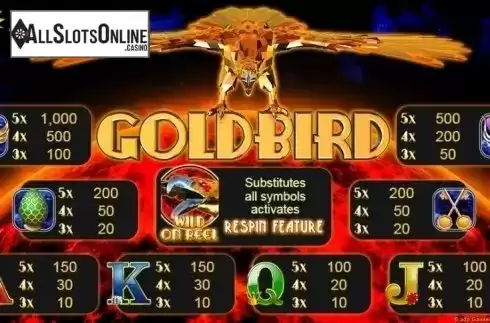 Paytable 2. Goldbird from edict