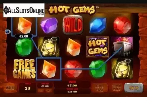 Win screen. Hot Gems from Playtech
