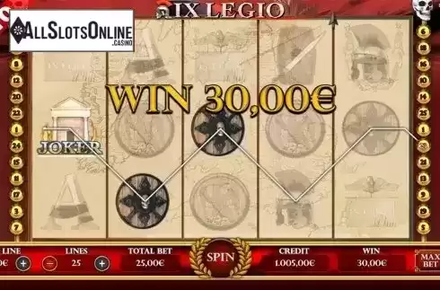 Wild win screen. IX Legio from Capecod Gaming