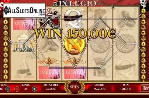 Multiplier win screen. IX Legio from Capecod Gaming