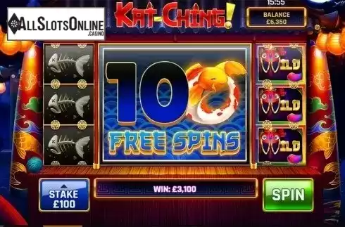 Free spins win screen. KatChing from Slingo Originals