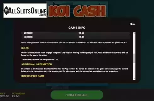 Game Rules 3. Koi Cash from Hacksaw Gaming