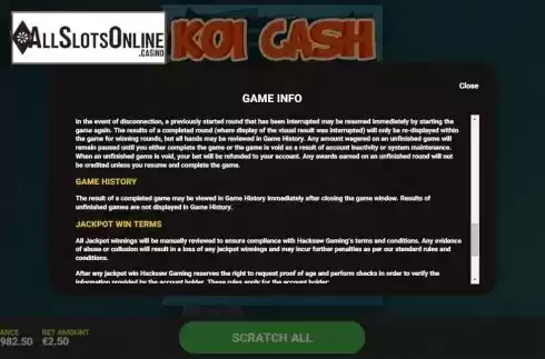 Game Rules 4. Koi Cash from Hacksaw Gaming