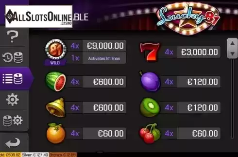 Paytable screen 1. Lucky 81 from Apollo Games