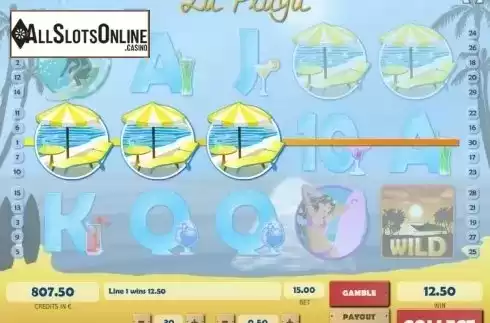 Win screen. La Playa from Tom Horn Gaming