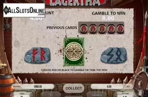 Risk (Double up) game screen. Lagertha from Fugaso
