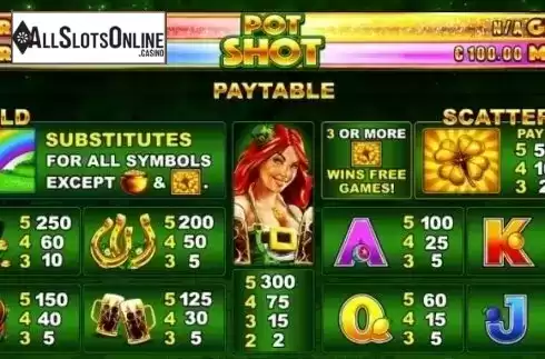 Paytable. Pot Shot from Skywind Group