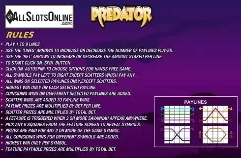 Paytable 2. Predator from Bwin.Party