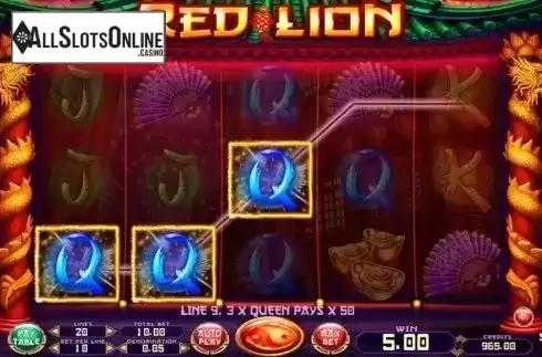 Win Screen. Red Lion from Felix Gaming