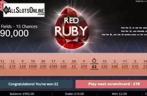 Win Screen. Red Ruby from Gluck Games