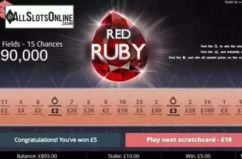 Win Screen 3. Red Ruby from Gluck Games