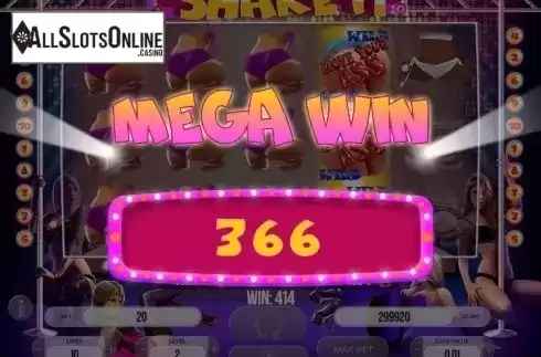 Mega Big Win screen. Shake It from Fugaso