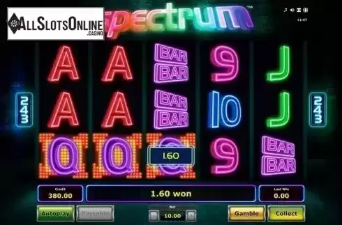 Win screen. Spectrum (Green Tube) from Greentube