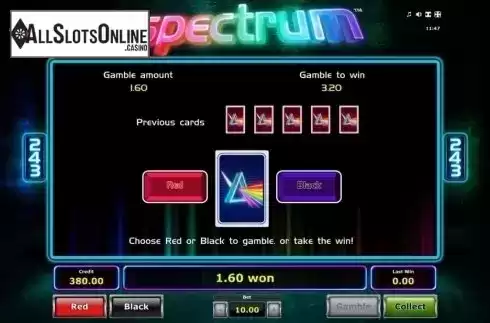 Gamble screen. Spectrum (Green Tube) from Greentube