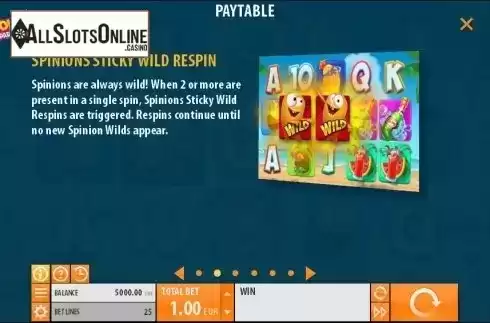 Paytable 2. Spinions from Quickspin