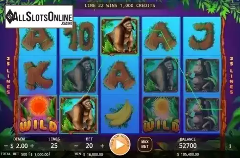 Win Screen. The Apes from KA Gaming