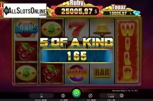 5 of a kind win screen. The Ruby from iSoftBet