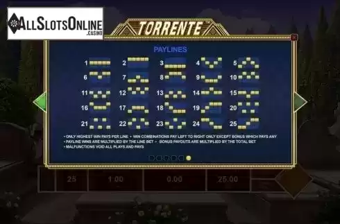 Paytable 6. Torrente from Playtech