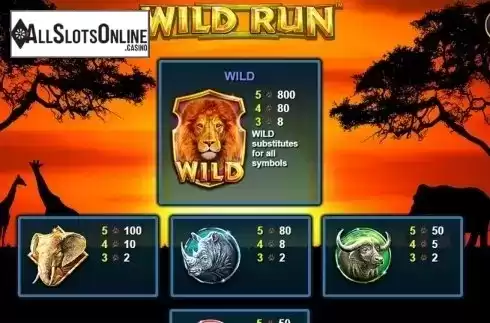 Paytable 1. Wild Run from NextGen