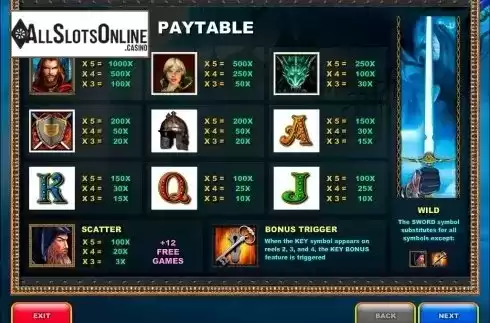 Screen2. Xcalibur (Microgaming) from Microgaming