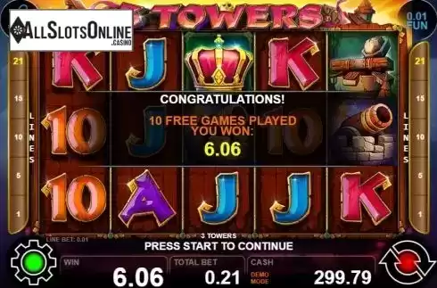 Win screen 2. 3 Towers from Casino Technology
