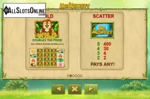 Paytable 2. Mr. Monkey from GamesOS