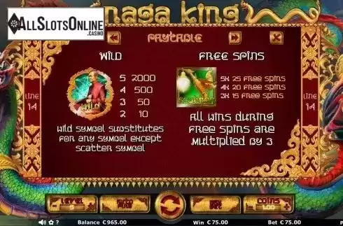 Paytable 3. Naga King from Join Games