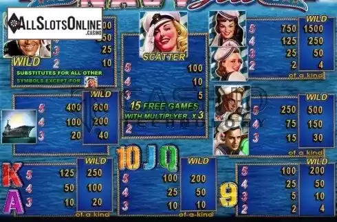 Paytable. Navy Girl from Casino Technology