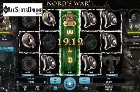 Paid Respin screen. Nord's War from Booongo