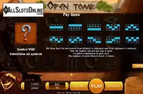 Paytable 2. Open Tomb from X Play