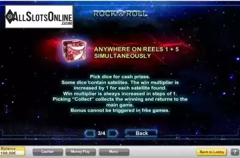 Paytable 3. Astrodice from NeoGames