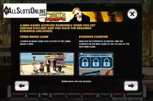 Crime Bonus Games screen