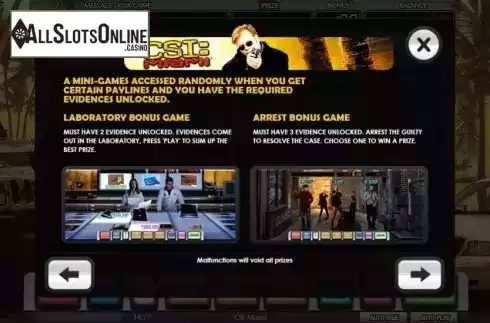 Other bonus games screen