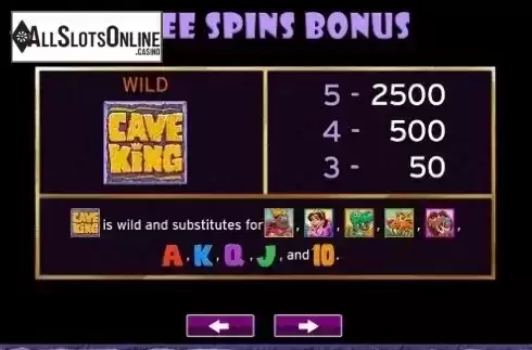Paytable 2. Cave King from High 5 Games