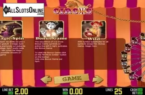 Paytable 2. Circus HD from World Match