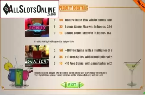 Screen6. Cocktails from Portomaso Gaming