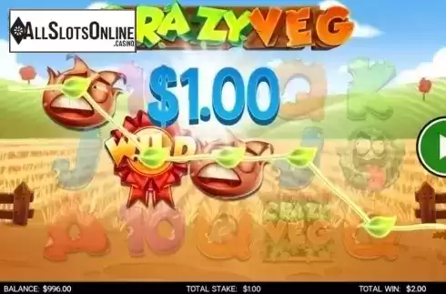Win Screen. Crazy Veg from CORE Gaming