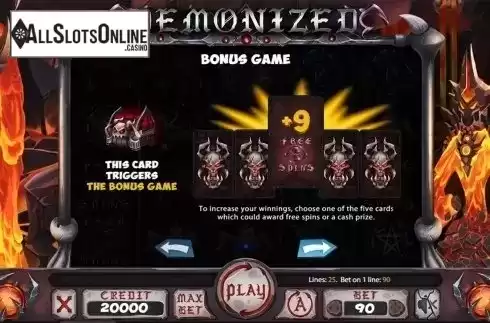 Paytable 2. Demonized from X Card