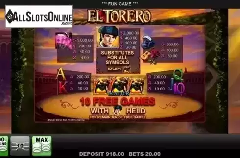 Screen2. El Torero from Reel Time Gaming