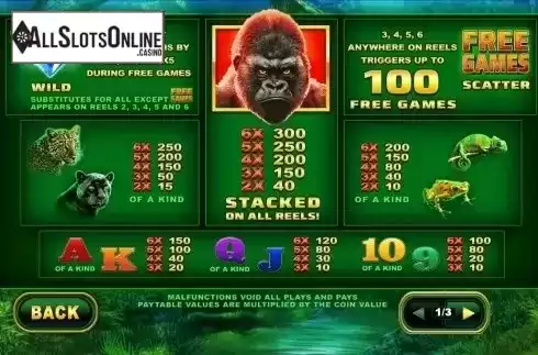 Paytable 1. Epic Ape from Playtech