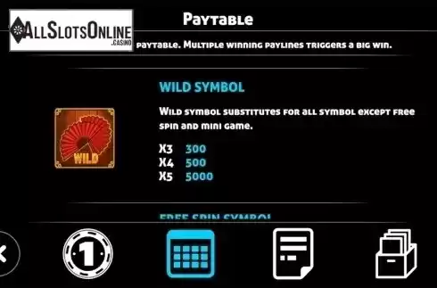 Paytable . Face Slot from Triple Profits Games