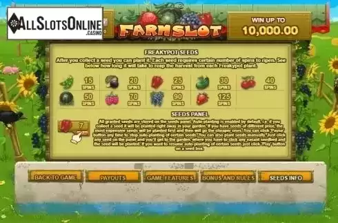 Paytable 4. Farm Slot from GamesOS