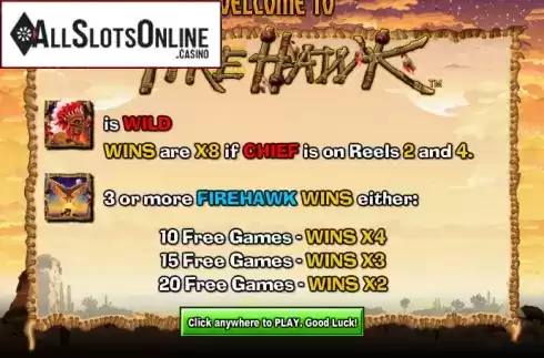 Game features. Fire Hawk from NextGen