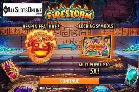 Game features. Firestorm from Quickspin