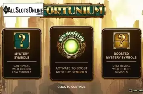 Intro screen. Fortunium from Stormcraft Studios